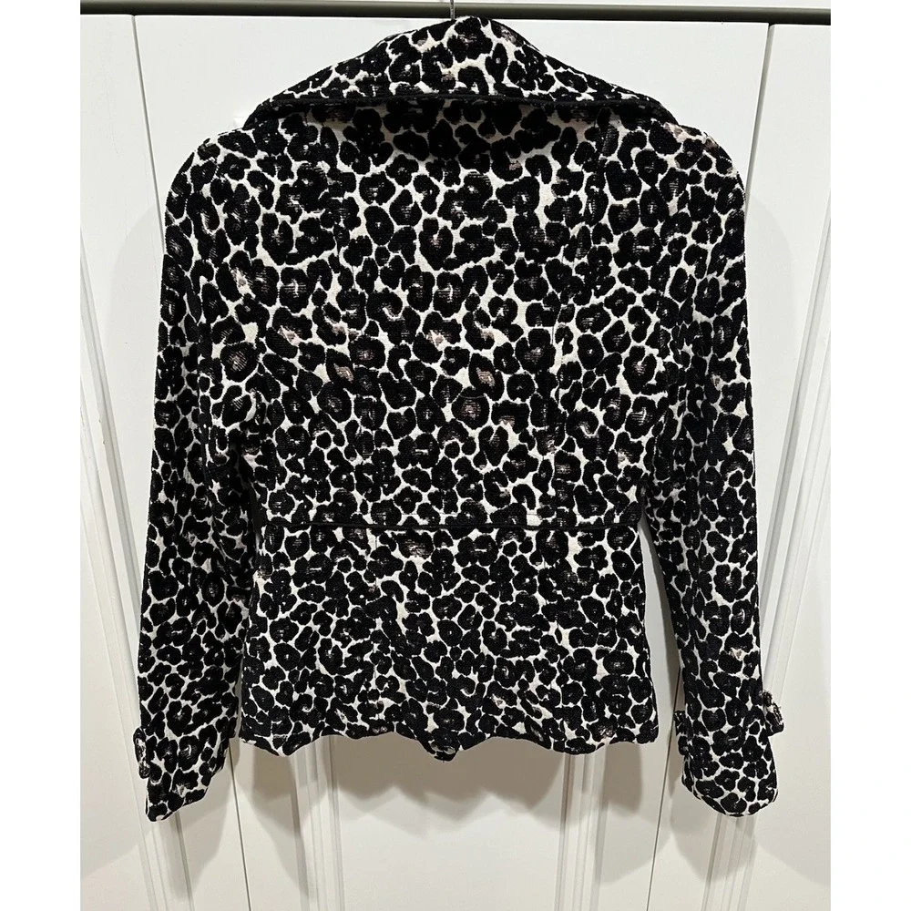 Wet‎ Seal Leopard Animal Print Double Breasted Carpet Bag Coat Size XS Mob Wife - Picture 5 of 11